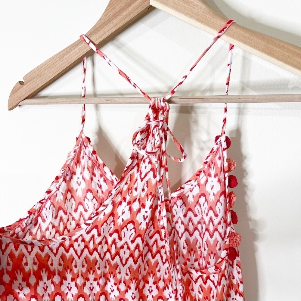 Christophe Sauvat Coral Printed Pom Pom Tasseled Adjustable Tank Top Size Small - Picture 8 of 9